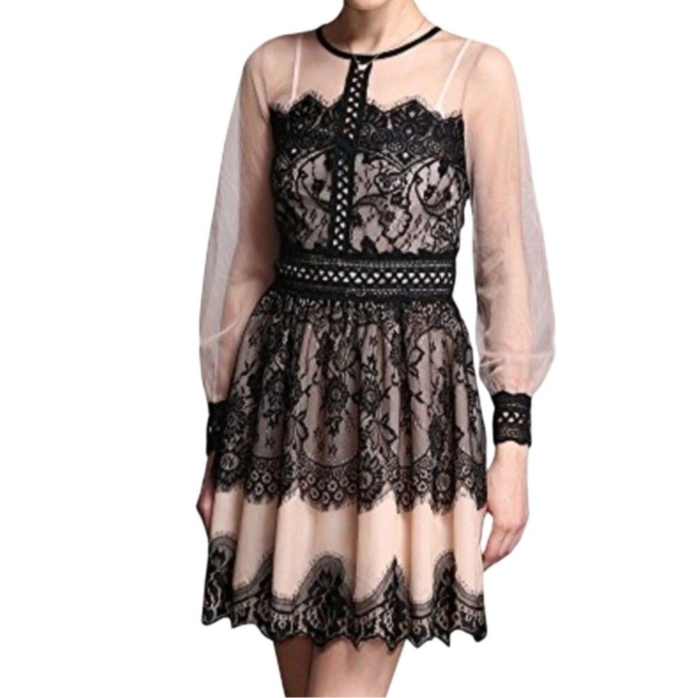 Metisu Black Lace Ballet Pink Dress Size Extra Large Party Evening Romantic